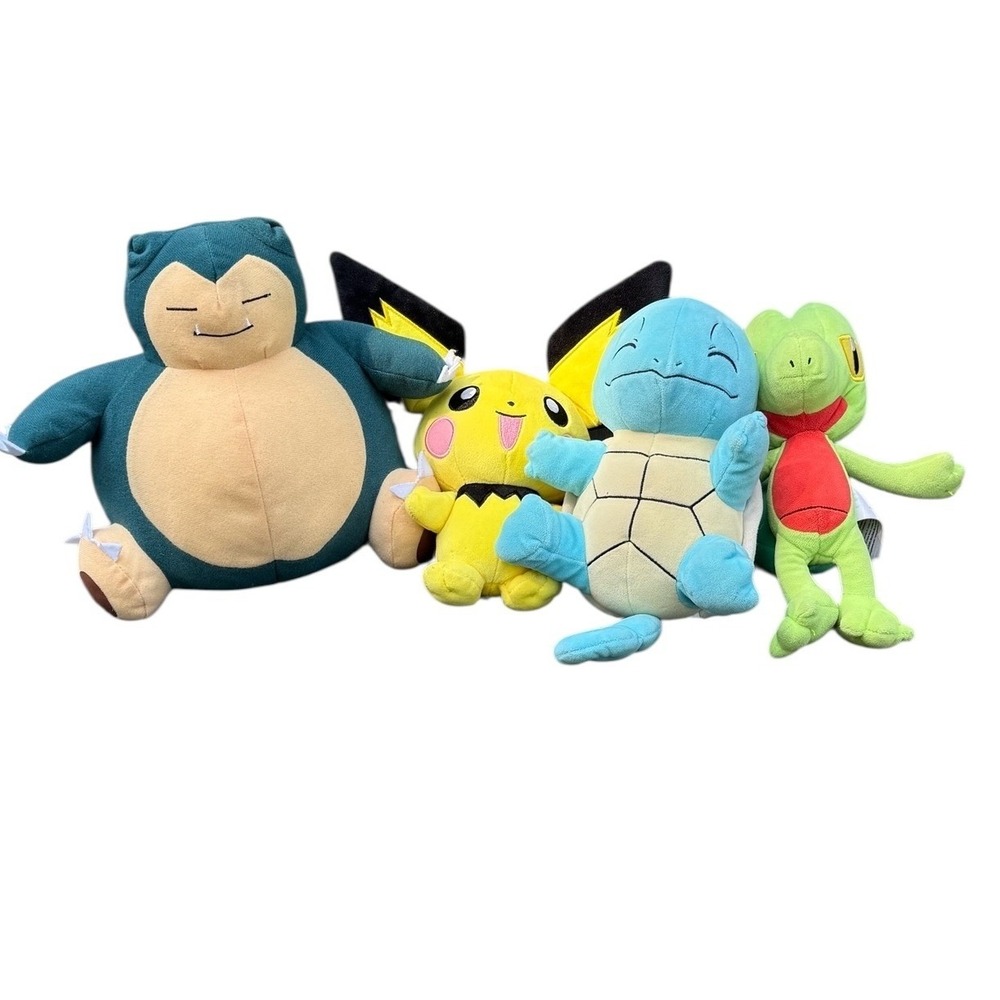 Pokemon Plush Lot Snorlax Pichu Squirtle Treecko Stuffed Animal Toy Bundle 4pc